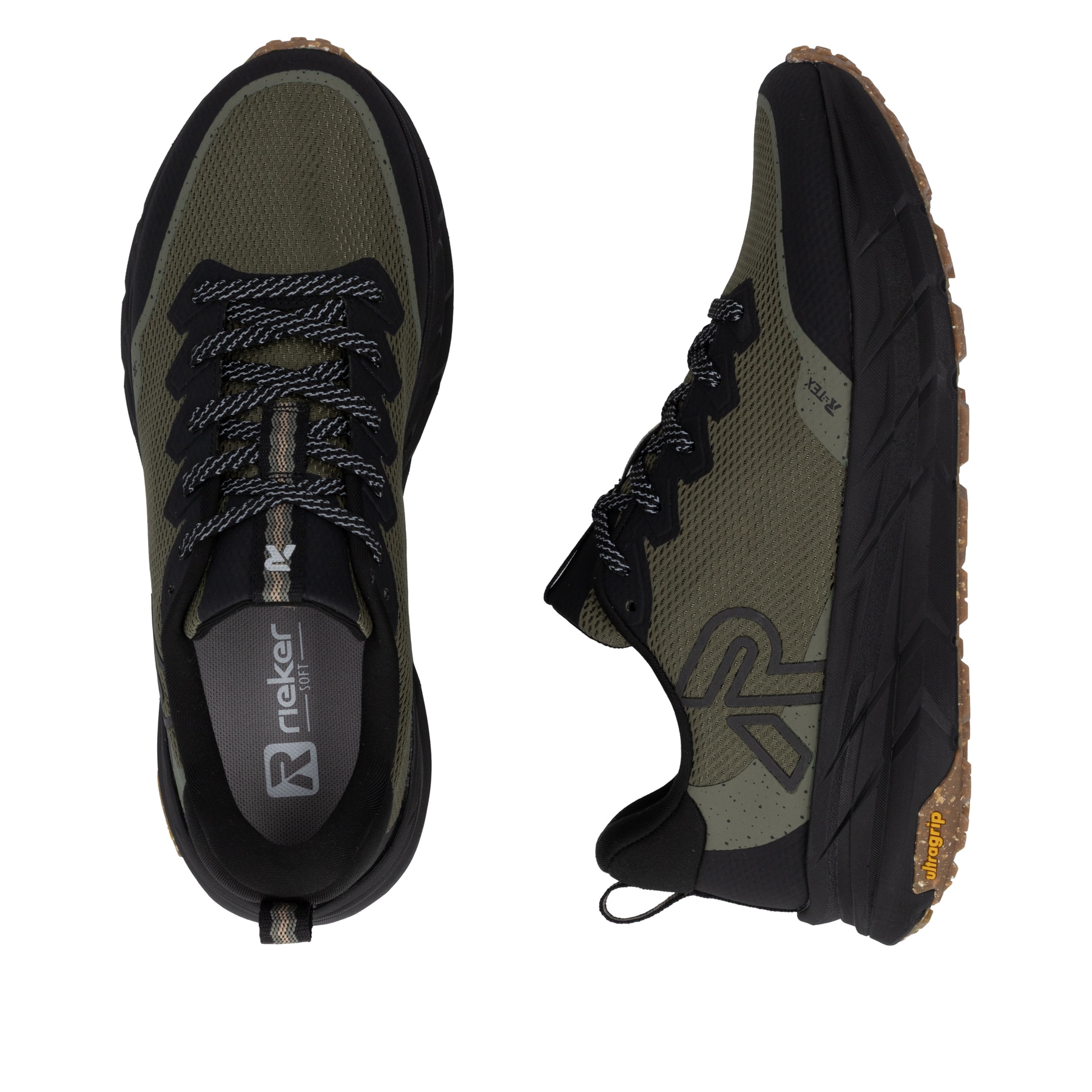 Grüne Rieker Sport Herren Sneaker Low U4501-55. Schuh von oben, liegend.
