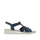 Blaue Rieker Keilsandaletten V0649-14 mit Schmuckelementen sowie einem Gummizug. Schuh Innenseite.