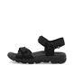 Schwarze waschbare Rieker Damen Trekkingsandalen V8401-00 mit Klettverschluss. Schuh Außenseite.