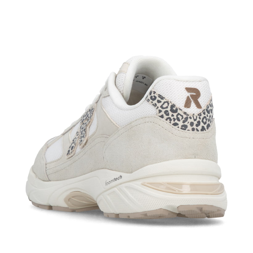 Weisse Rieker Sport Damen Sneaker Low W4201-80. Schuh von hinten.