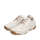 Weiße Rieker Damen Schnürschuhe 55920-80 mit modernen Ziernähten. Schuhpaar seitlich schräg.
