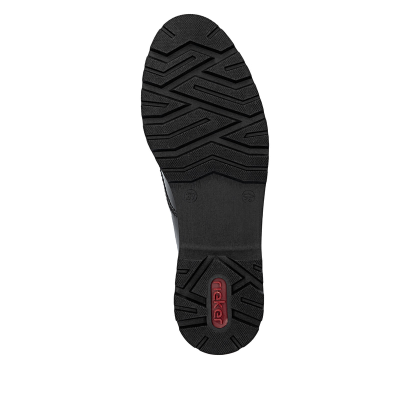 Chaussures à lacets Rieker noires pour femme 45500-00. Semelle extérieure de la chaussure.