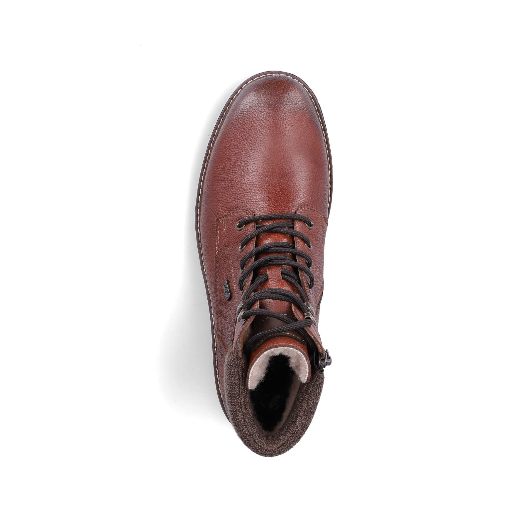 Braune Rieker Herren Schnürstiefel F3616-24 aus Glattleder. Schuh von oben.