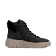 Weiße Rieker Damen Slipper N2162-80 mit Gummischnürung sowie geprägtem Logo. Schuh Außenseite gespiegelt.