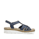Blaue Rieker Keilsandaletten V1206-14 mit Schmuckelementen sowie einem Gummizug. Schuh Innenseite.