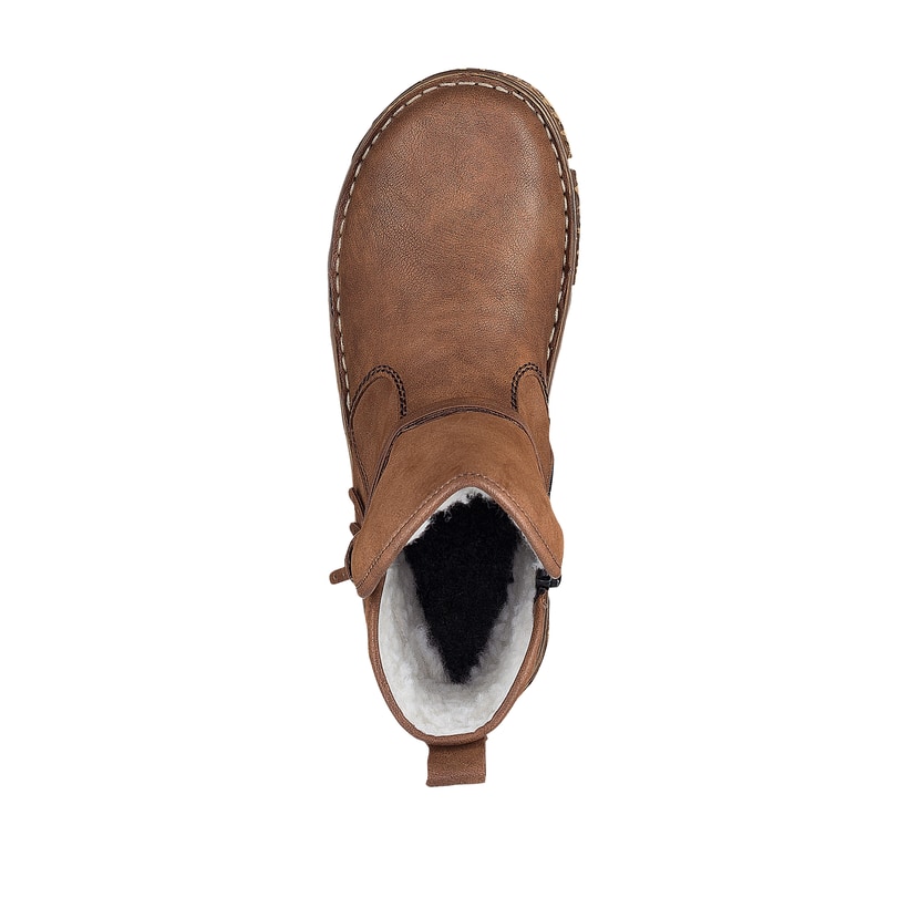 Rieker Damen Stiefeletten Z3772 – Zimtbraun, Mit Quaste, Reißverschluss, Komfortweite G