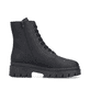 Schwarze Rieker Damen Biker Boots Z9447-00 mit wasserabweisender TEX-Membran. Schuh von hinten.