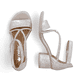 Silberne Rieker Riemchensandaletten 64654-40 mit einem Klettverschluss. Schuh von oben, liegend.