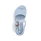 Blaue vegane Rieker Keilsandaletten 68763-10 mit trendigen Schnalle. Schuh von oben.