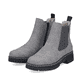 Hellgraue Rieker Damen Chelsea Boots 73892-42 mit einem Reißverschluss. Schuhpaar seitlich schräg.