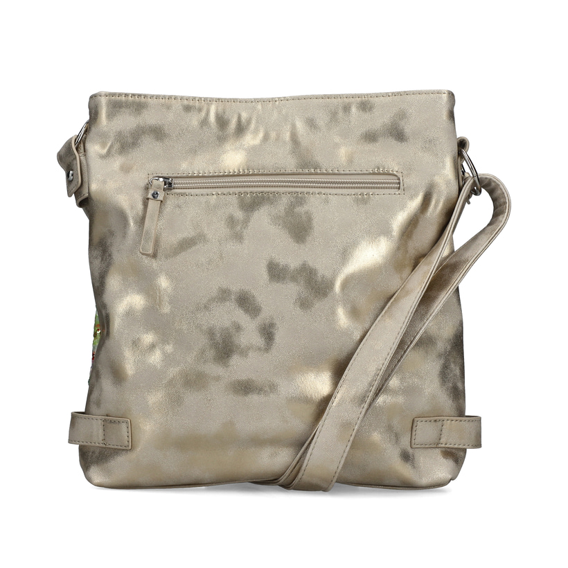 Sac à main Rieker H1304-90 vert brodé de sequins, de détails argentés et de fermeture éclair. Côté gauche.
