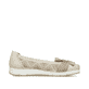 Beige Rieker Ballerinas L3066-60 mit dekorativer Schleife. Schuh Innenseite.