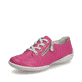 Magentafarbene Rieker Damen Schnürschuhe 58822-31 mit einem Reißverschluss. Schuh seitlich schräg.