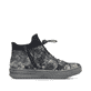 Graue Rieker Damen Kurzstiefel L2550-90 mit floralem Aufdruck. Schuh Innenseite.
