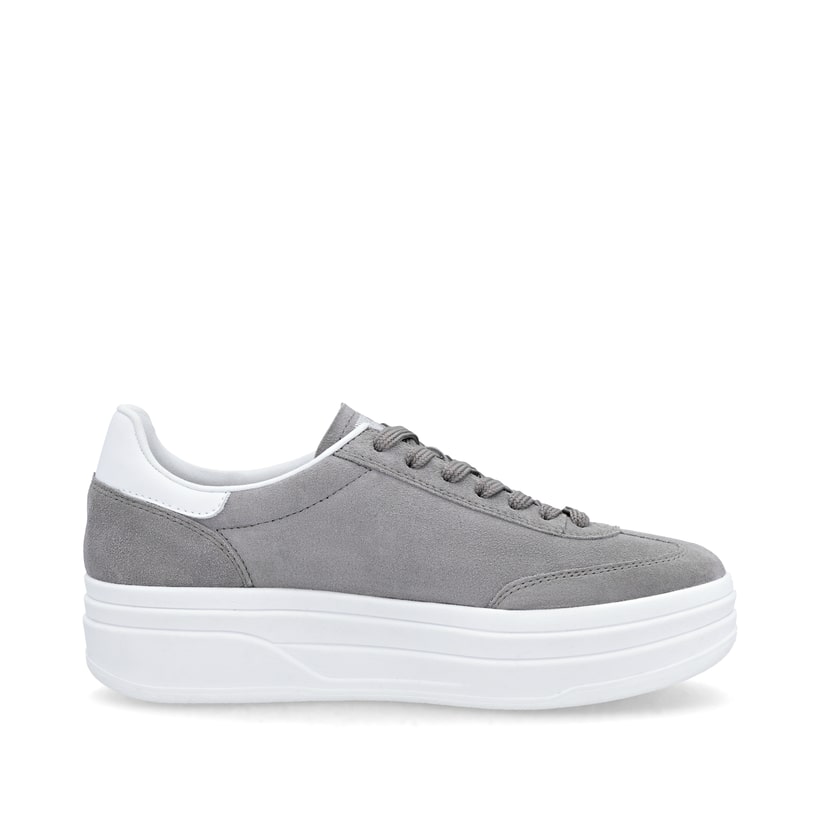 Graue Rieker Damen Sneaker Low W3700-40 mit einer Schnürung. Schuh Innenseite.