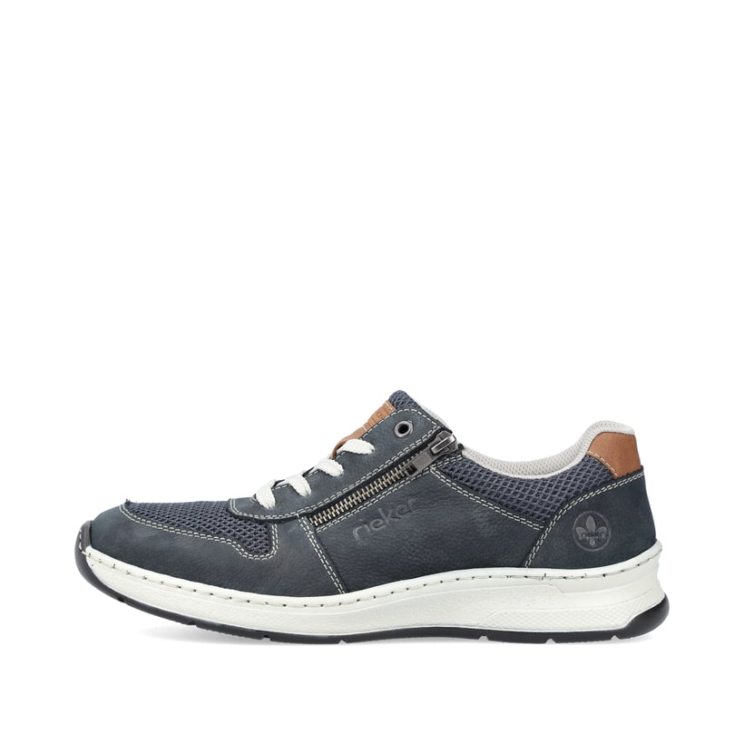 Blaue Rieker Herren Schnürschuhe 14300-14 mit Reißverschluss sowie Extraweite H. Schuh Außenseite.