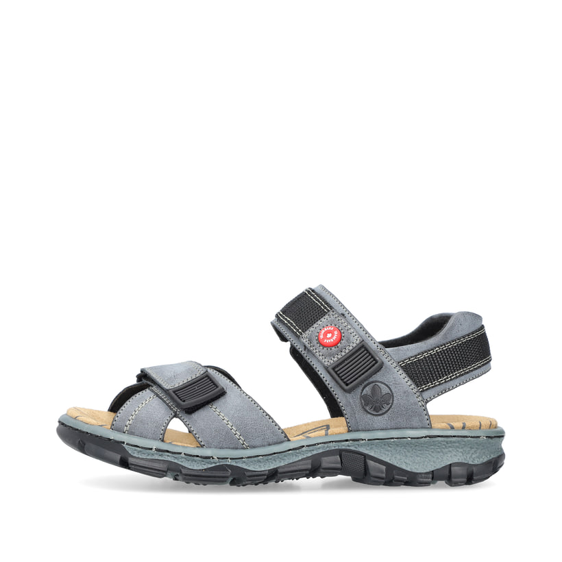 Blaue Rieker Damen Trekkingsandalen 68851-14 mit einem Klettverschluss. Schuh Außenseite.
