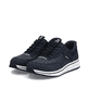 Blaue Rieker Damen Slipper L5850-14 mit Ready2GO easy in Funktion sowie Gummizug. Schuhpaar seitlich schräg.