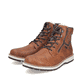 Braune Rieker Herren Schnürstiefel 38425-25 mit wasserabweisender TEX-Membran. Schuhpaar seitlich schräg.