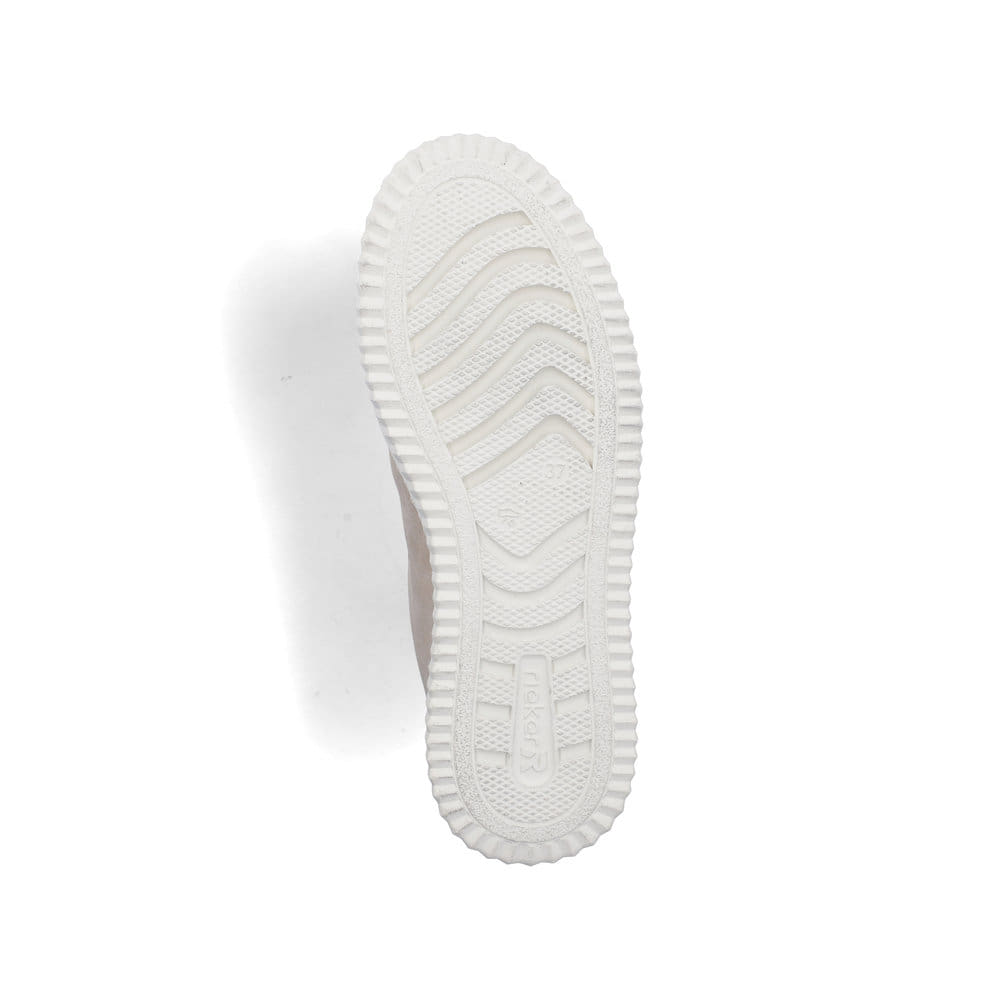 Beige Rieker Damen Sneaker Low N9920-62 mit einem Reißverschluss. Schuh Laufsohle.