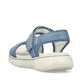 Blaue Rieker Damen Trekkingsandalen V2166-10 mit einem Klettverschluss. Schuh von hinten.
