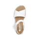 Weiße Rieker Keilsandaletten V3691-80 mit trendigen Schnalle. Schuh von oben.