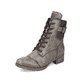 
Armeegrüne Rieker Damen Schnürstiefel 70345-54 mit einer Profilsohle mit Blockabsatz. Schuh seitlich schräg