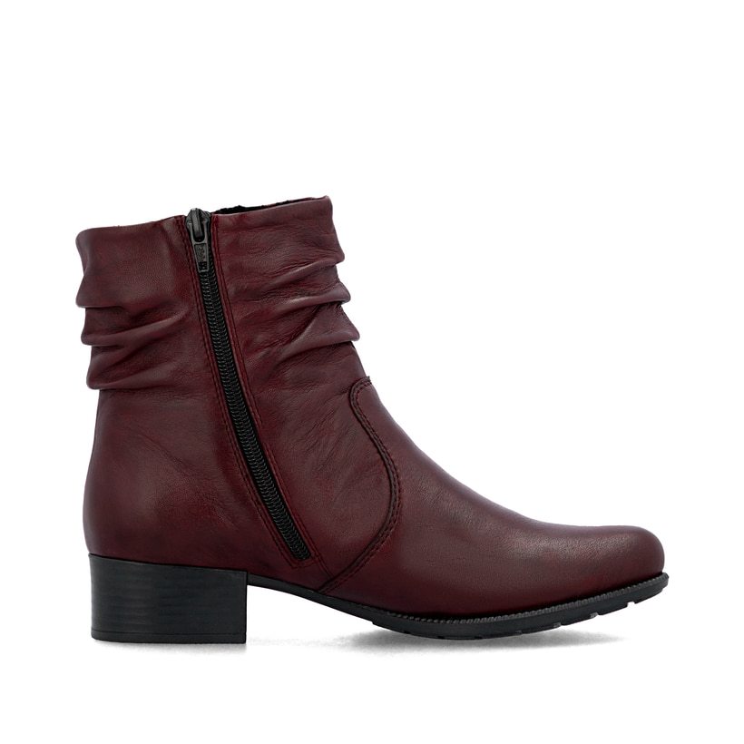 Rote Rieker Damen Stiefeletten 78656-35 aus Glattleder mit einem Reißverschluss. Schuh Innenseite.