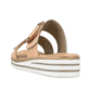 Orangene Rieker Damen Pantoletten V0692-38 mit einem Klettverschluss. Schuh von hinten.
