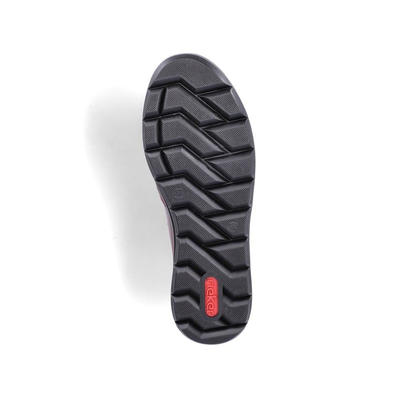 Weinrote Rieker Damen Kurzstiefel Z0071-35 mit einem Reißverschluss. Schuh Laufsohle.