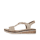 Beige Rieker Keilsandaletten V3662-62 mit Gummizug sowie einer leichten Sohle. Schuh Außenseite.