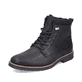 
Graphitschwarze Rieker Herren Schnürstiefel 33670-00 mit Schnürung und Reißverschluss. Schuh seitlich schräg