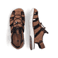 Nussbraune Rieker Herren Trekkingsandalen 25246-24 mit einem Klettverschluss. Schuh von oben, liegend.