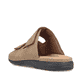 Champagnerfarbene Rieker Herren Pantoletten 25594-25 mit einem Klettverschluss. Schuh von hinten.