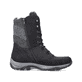 Tiefschwarze Rieker Damen Schnürstiefel M9643-01 mit Schnürung und Reißverschluss. Schuh von hinten