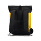 Sac à dos Rieker H5101-68 jaune avec fermeture éclair, compartiment rembourré pour ordinateur portable et bretelles ajustable. Arrière.