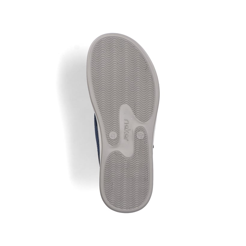Blaue Rieker Herren Pantoletten 29083-14 mit Rieker Air Sohlenfenster. Schuh Laufsohle.