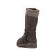 Dunkelbraune Rieker Damen Hochschaftstiefel Z4755-25 mit Strick-Kragen. Schuh von hinten.