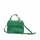 Rieker Handtasche H1605-54 in Grün mit Deko-Band, Reißverschluss, praktischen Schnappverschluss und unterteiltem Hauptfach. Rückseite.