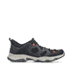 Blaue Rieker Herren Slipper B8350-14 mit Ready2GO Slip-in Feature sowie Gummizug. Schuh Innenseite.