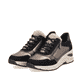 Beige Rieker Damen Sneaker Low N9301-90 mit Bronze-Finish sowie Reißverschluss. Schuhpaar seitlich schräg.