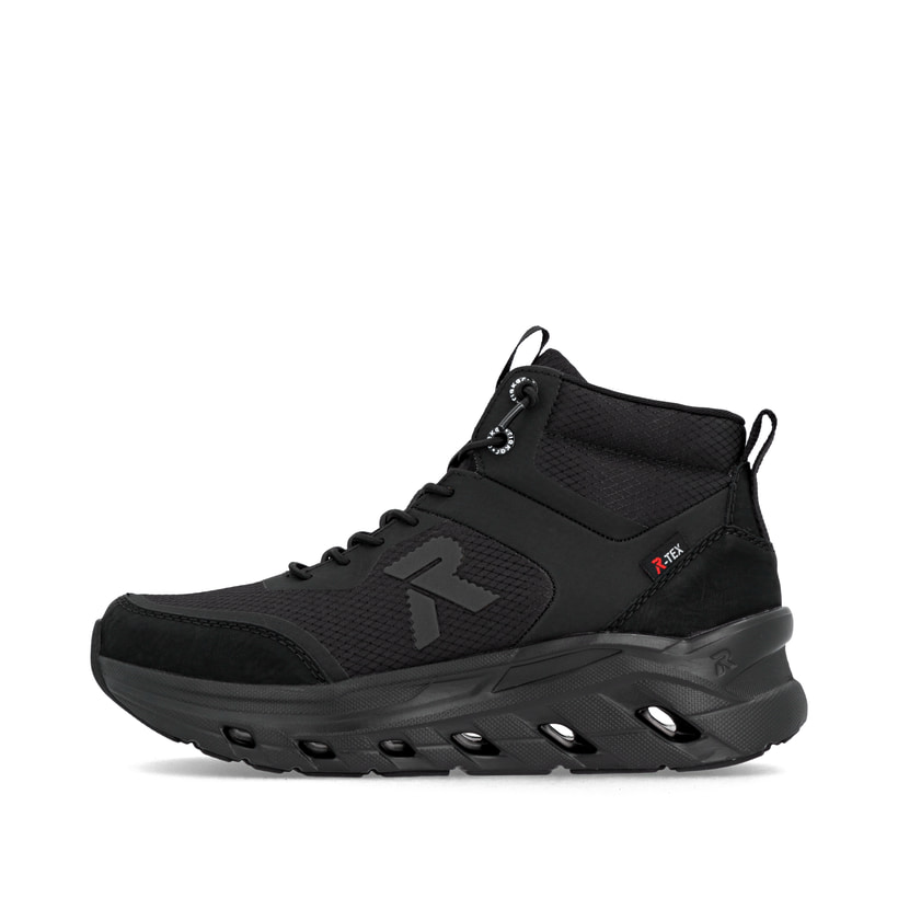 Schwarze Rieker Herren Sneaker High U3570-01 mit wasserabweisender TEX-Membran. Schuh Außenseite.