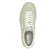 Grüne Rieker Damen Sneaker Low W2200-52 mit Schnürung sowie abriebfester Sohle. Schuh von oben.