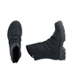 Schwarze Rieker Damen Kurzstiefel 75851-00 mit modischer Faltenoptik. Schuh von oben, liegend.