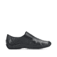 Schwarze Rieker Damen Slipper L1751-00 mit einem Gummizug. Schuh Innenseite.