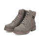 Hellgrüne Rieker Damen Schnürstiefel Y7621-54 mit Strick-Kragen. Schuhpaar seitlich schräg.