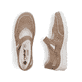 Beige Rieker Ballerinas 48996-62 mit modernen Ziernähten sowie Klettverschluss. Schuh von oben, liegend.