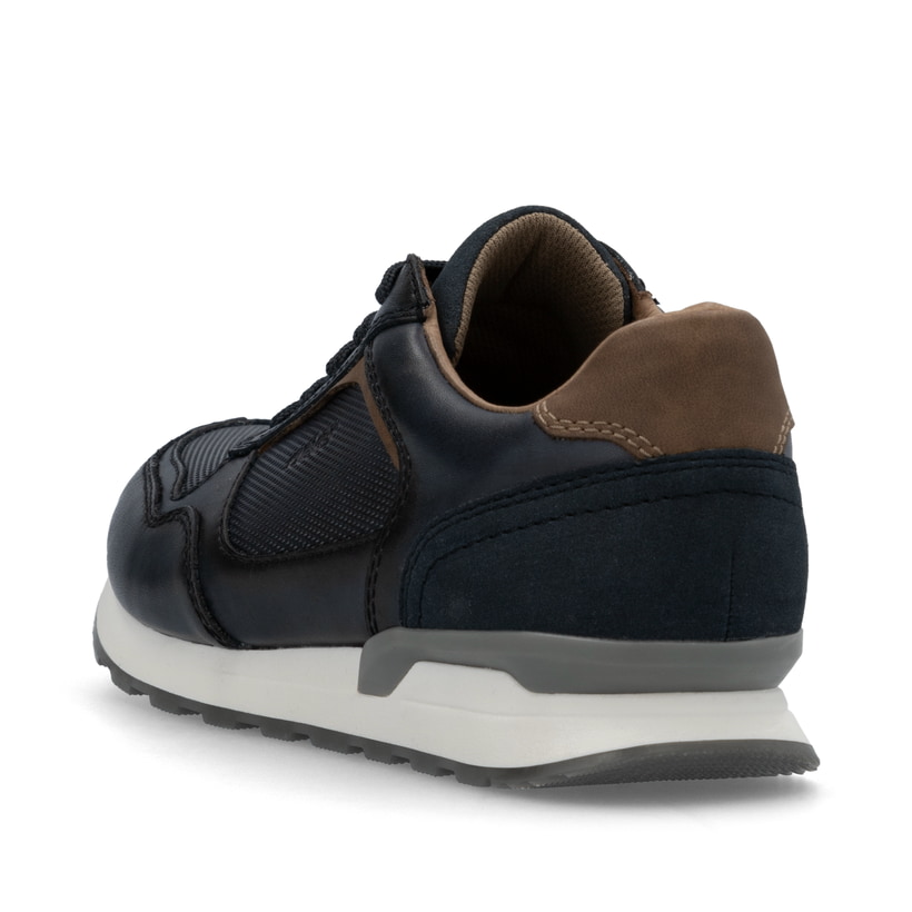 Blaue Rieker Herren Sneaker Low U0311-14 mit Schnürung sowie Komfortweite G 1/2. Schuh von hinten.