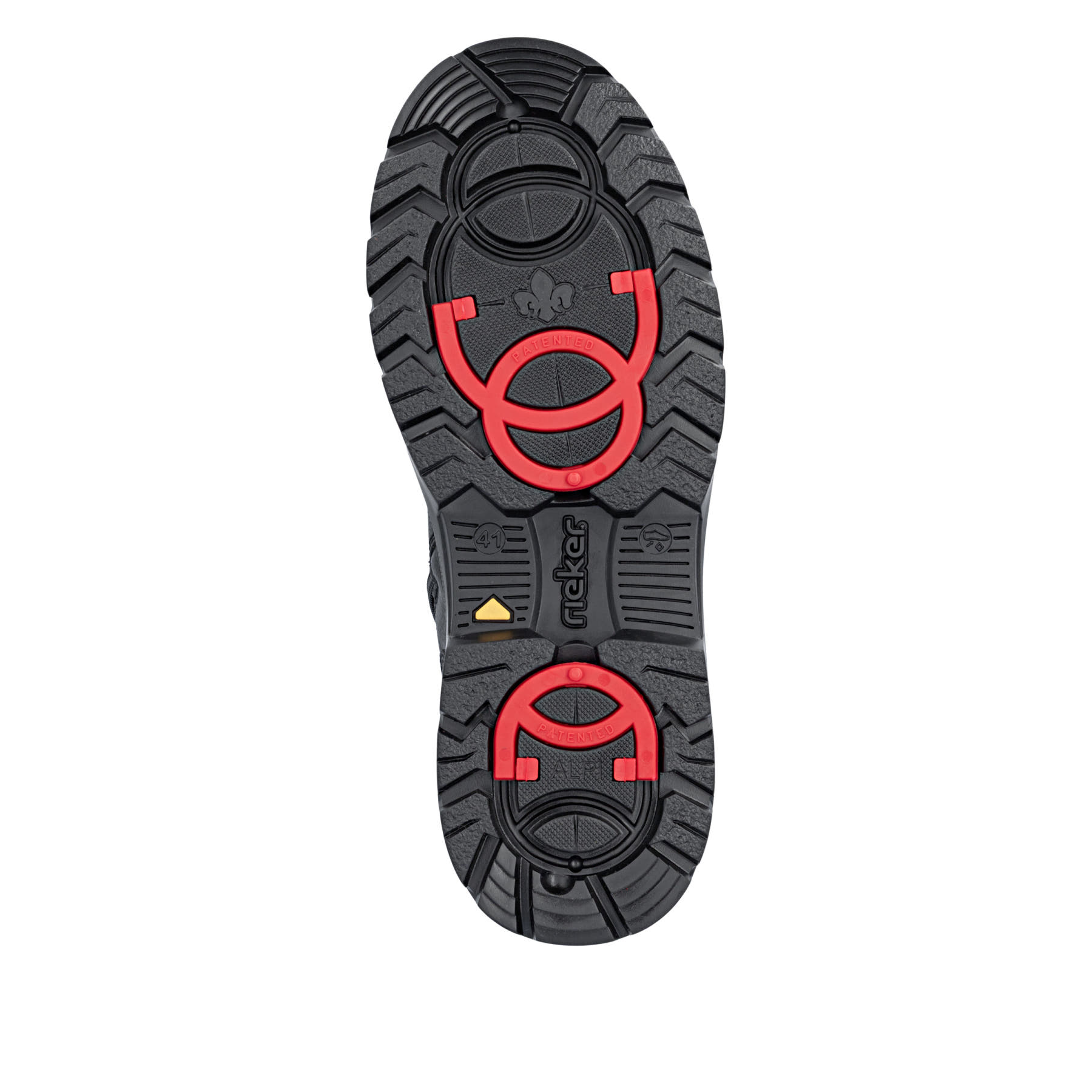 Schwarze Rieker Herren Schnürstiefel F5400-00 aus Glattleder mit Flip-Grip Sohle. Schuh Laufsohle.