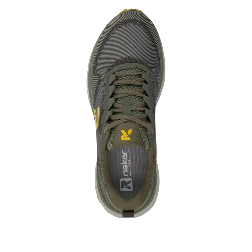 Grüne Rieker Sport Herren Sneaker Low U4500-54. Schuh von oben.